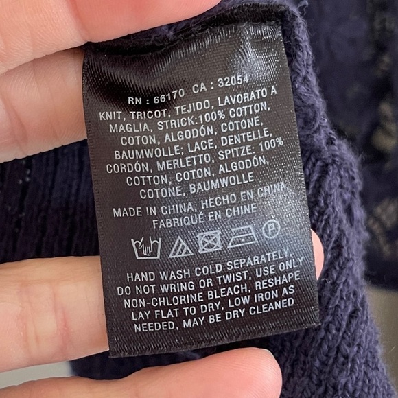 Anthropologie Knitted & Knotted Navy Lace Sleeve Cardigan - Picture 5 of 5